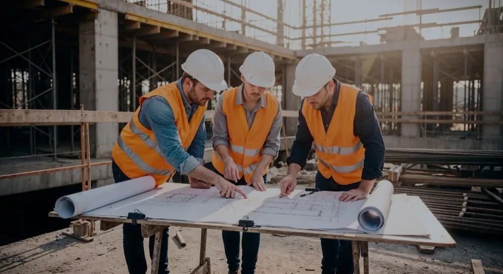 Construction professionals collaborating on-site